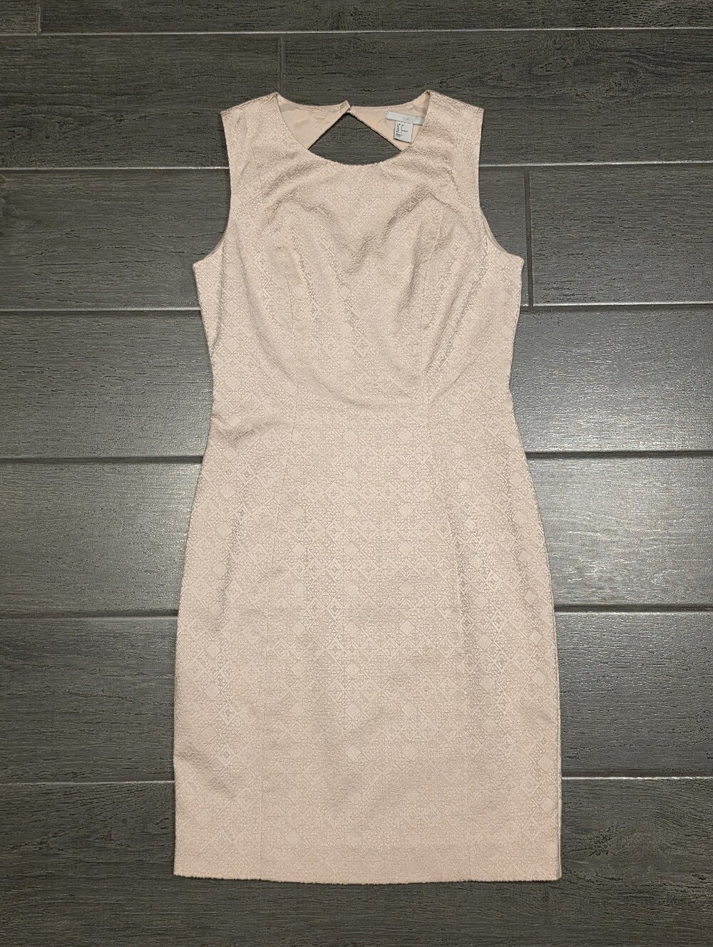 H&M Light Pink Textured Aztec Geometric Boho Sheath Two Tone Office Dress